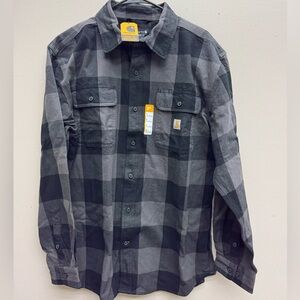 Carhartt Black and Gray Plaid Flannel Shirt